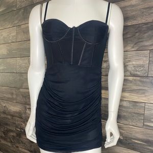NWT Rosedress Black Ruched Bodycon Corset, Cup, Mini Cocktail Dress